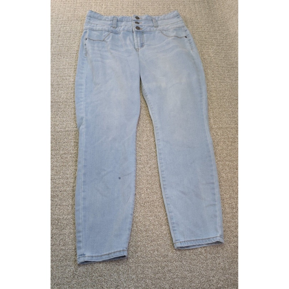Rue 21 s High Rise Ankle Jeggings Womens Size 10 Button Up Light Wash Blue